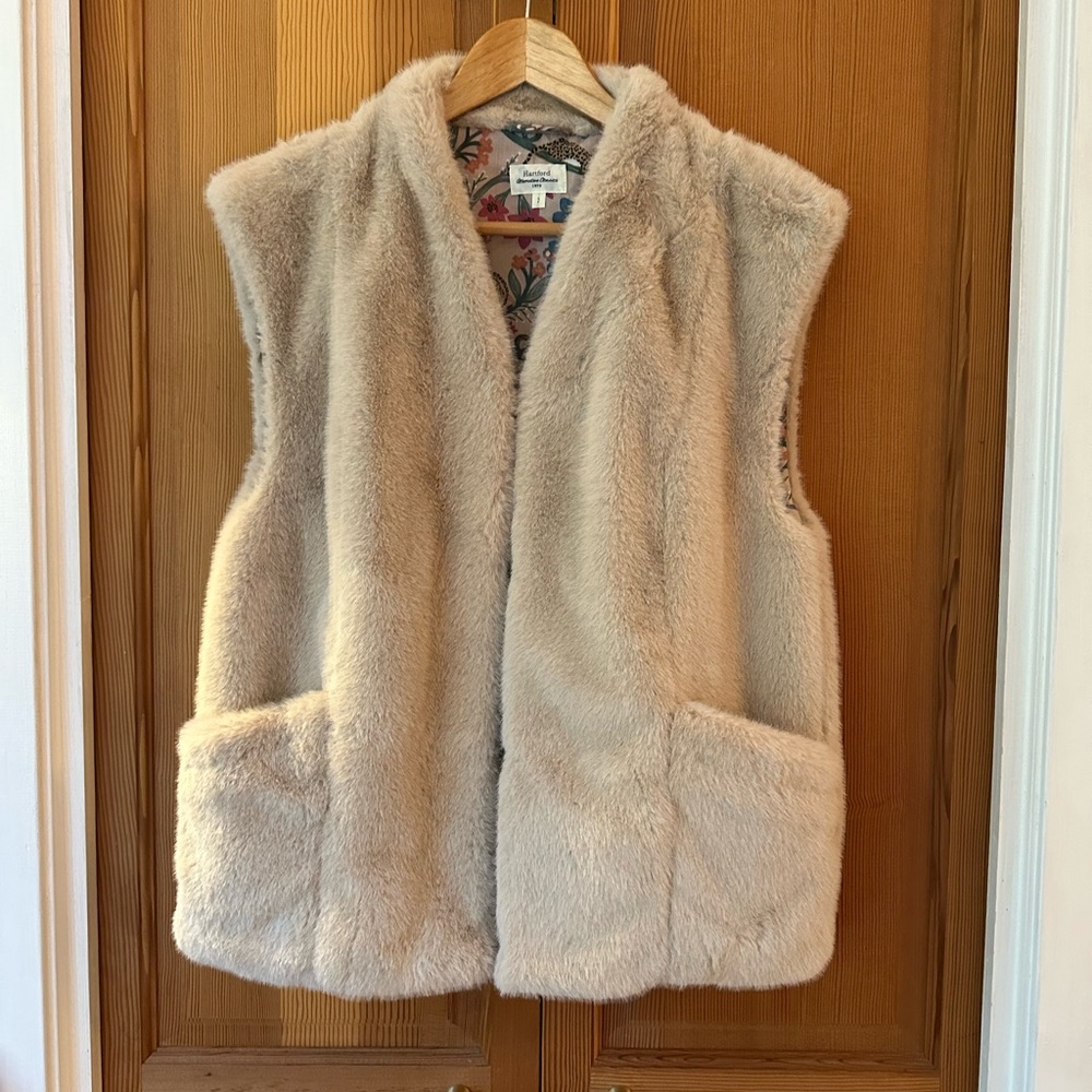 Hartford Cream Faux Fur Vest with Plush Texture and Jungle Lining